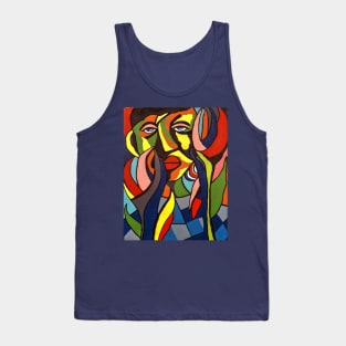 African Traditional Tribal Women Abstract Art Canvas Painting 3 Tank Top